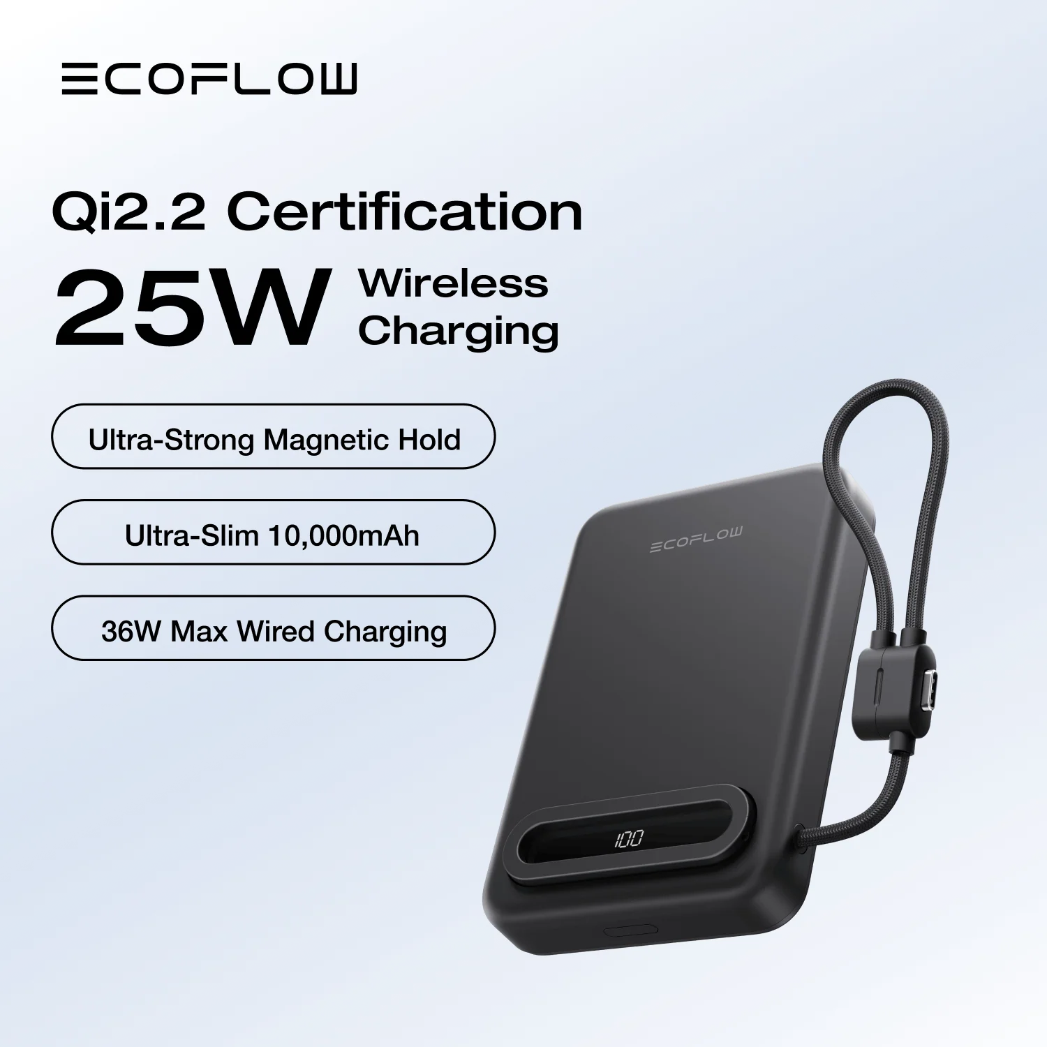 EcoFlow RAPID Mag Qi2.2 Magnetic Power Bank (10,000mAh, 25W, Built-in USB-C Cable) - Image 3